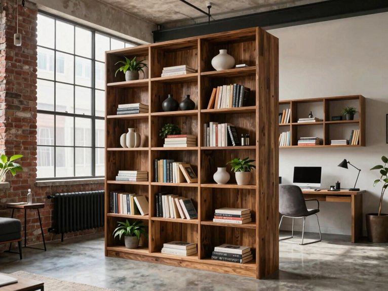 tall bookcases create zones