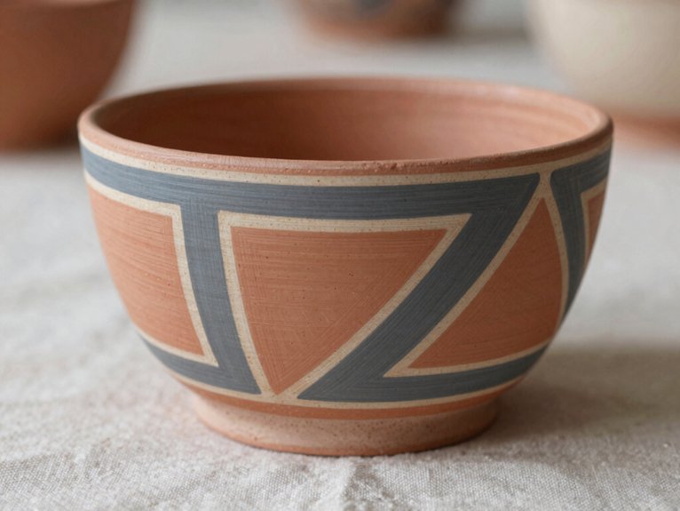 Hand Painted Pottery Ideas That Feel Personal and Artistic 12 tape ready geometric painting tips