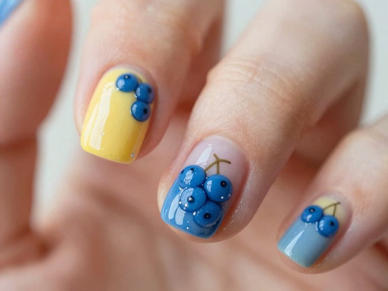 Yellow Blueberry Nails That Feel Fun and Unexpected 17 tiny blueberry french tips