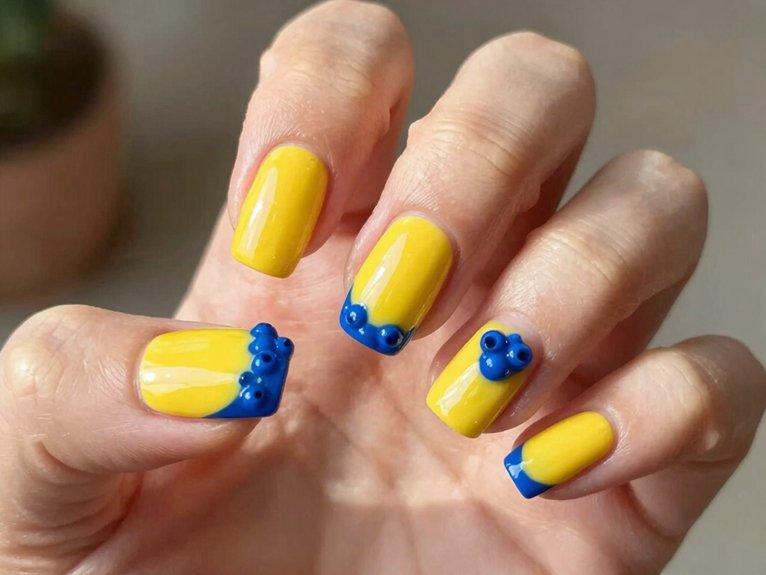 Yellow Blueberry Nails That Feel Fun and Unexpected 12 tiny blueberry pop dots