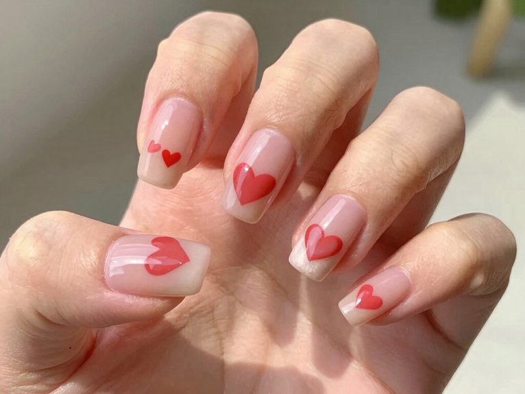 Heart Nail Designs That Look Cute and Trendy 2 tiny centered hearts easy win
