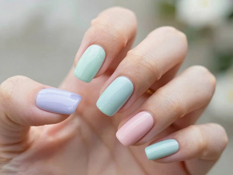 Solid Color Spring Nails That Look Clean and Chic 27 tiny pastel accents glazed shine