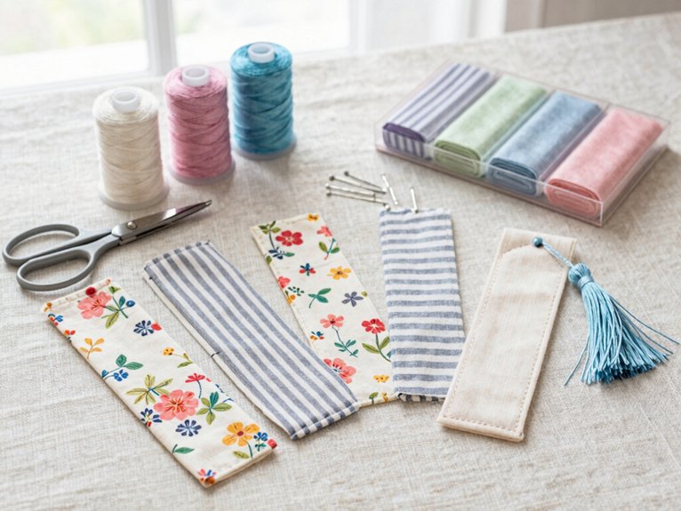 tiny scrap fabric bookmarks crafted