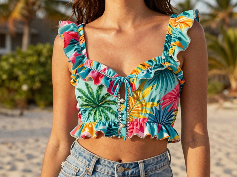 Tropical Y2K Outfits That Bring Bold Summer Vibes 14 tropical y2k crop tops