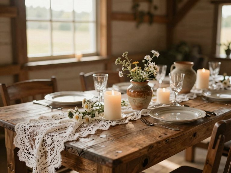Rustic Wedding Decor Ideas That Feel Warm and Romantic 4 vintage lace rustic softness