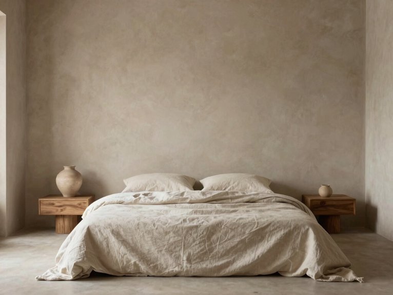 12 Minimalist Wabi-Sabi Bedroom Design Ideas for a Calm and Intentional Space 6 warm diffuse bedside lamp lighting