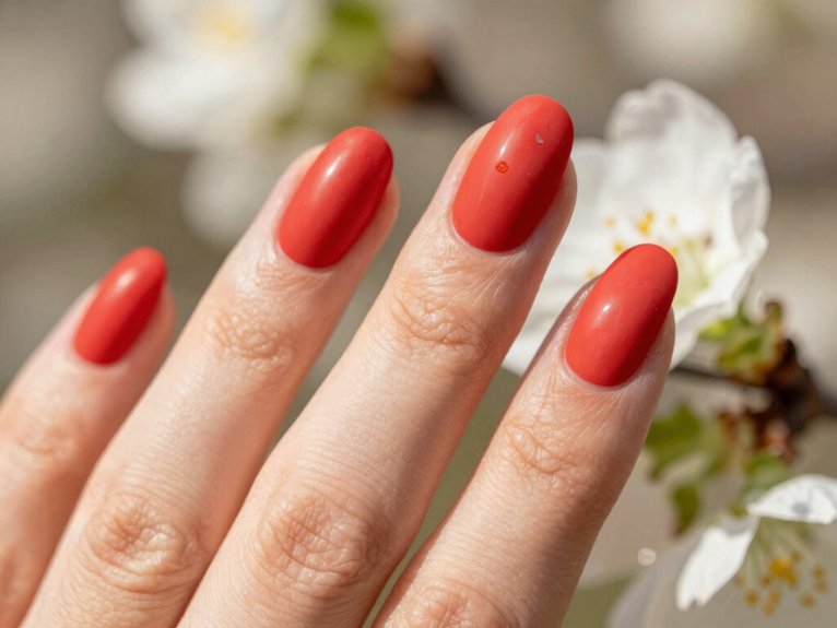 Red Spring Nails That Feel Bright and Seasonal 10 warm matte coral red nails