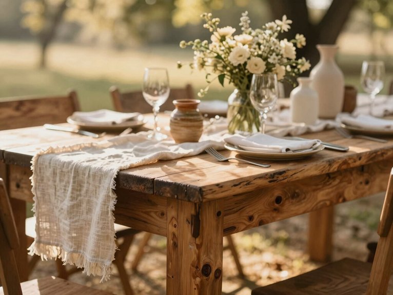 Rustic Wedding Decor Ideas That Feel Warm and Romantic 7 warm rustic linen centerpiece