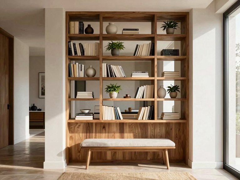 welcoming entryway bookcase organizer