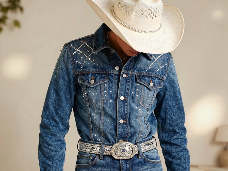 Denim and Diamonds Party Outfit Ideas That Shine 10 western hats sparkle sequins