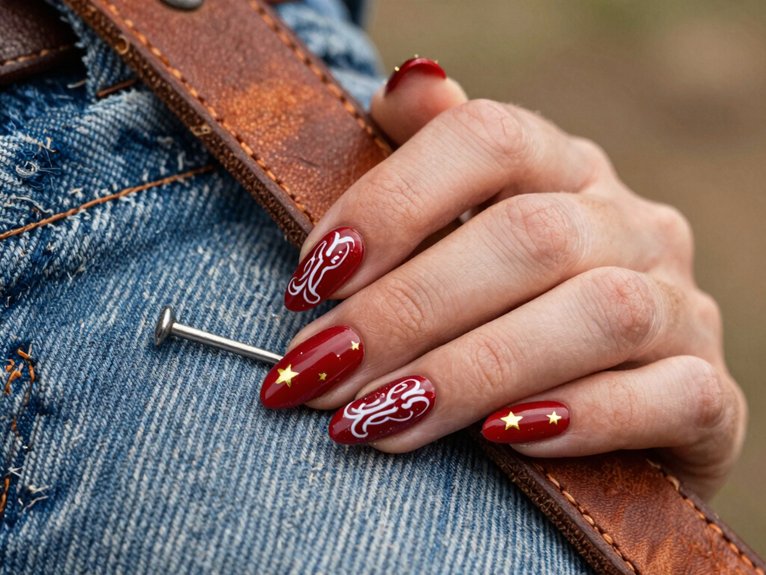 Country Concert Nails That Feel Bold and Fun 23 western stars and cow spots