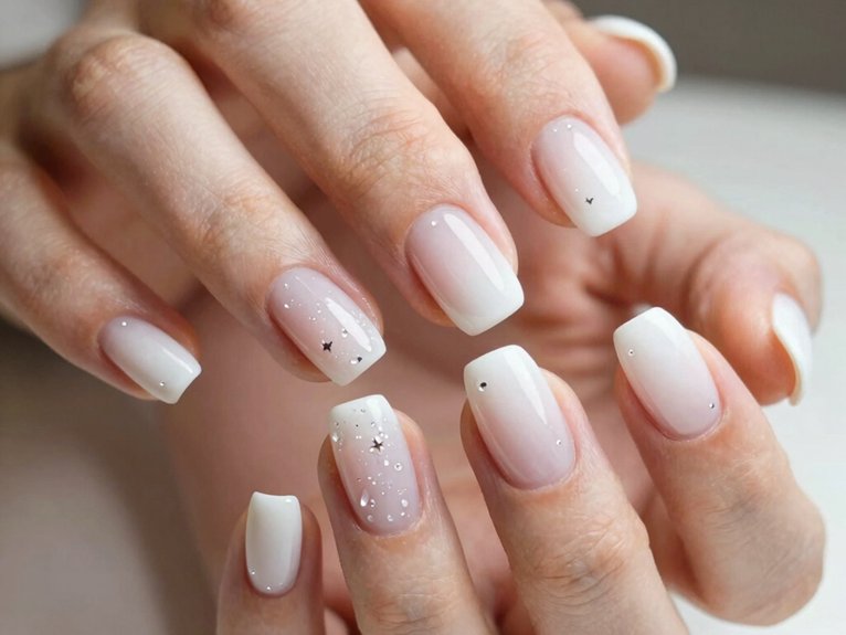 White French Tip Nails That Feel Clean and Timeless 8 white french tips with stars
