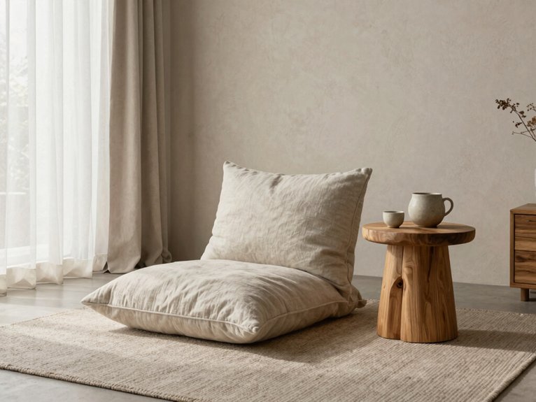13 Modern Wabi-Sabi Bedroom Ideas for a Calm and Natural Space 12 zabuton tea nook serenity