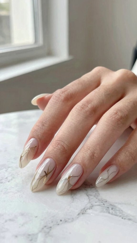Almond Acrylic Nails That Make Every Hand Look Elegant 5 almond marble nude gel veins
