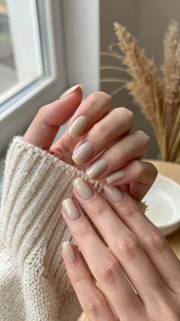 Neutral Nail Colors That Feel Perfect for Early Fall 2 barely there milky beige nails