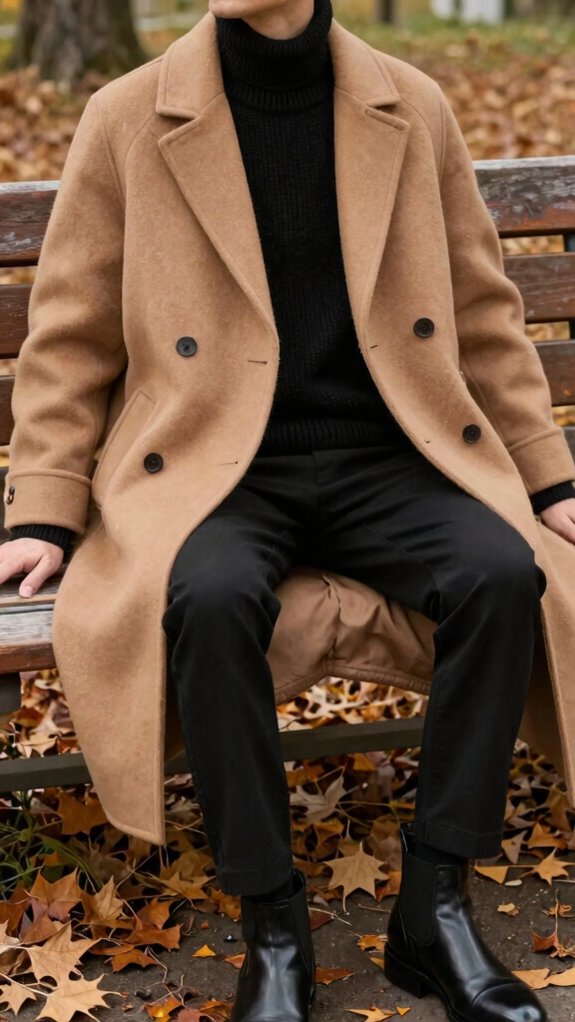 black and camel color blocking