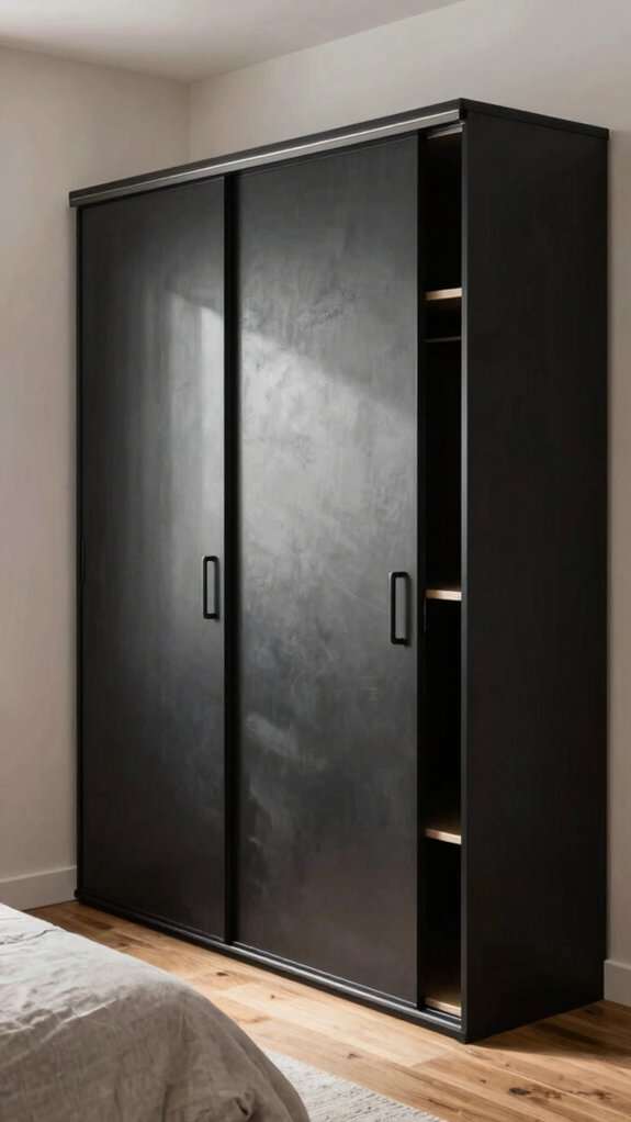 17 Sliding Door Wardrobe Designs for a Modern and Organized Bedroom 9 black frame sliding wardrobe