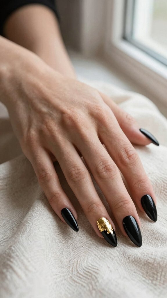 Black Stiletto Nails That Make a Statement Without Feeling Too Bold 5 black stiletto gold foil