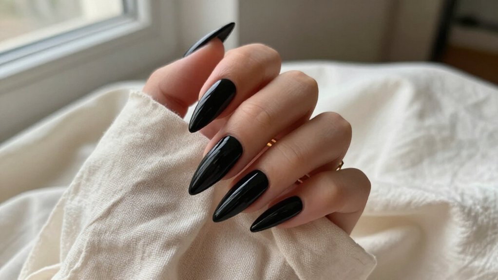 black stiletto statement nails