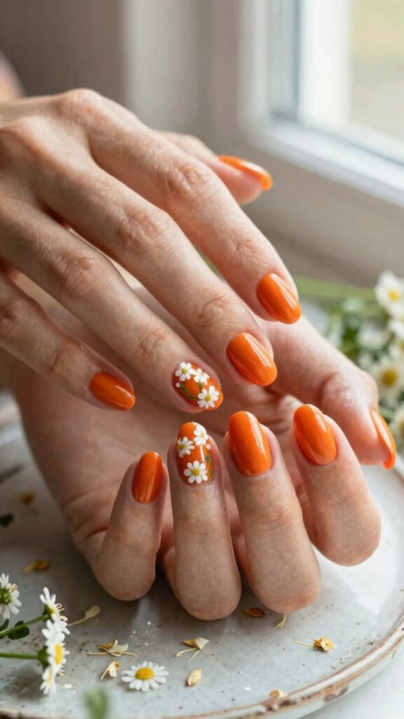 Orange Nail Designs That Add the Perfect Pop of Color 5 bold petal accents for orange nails