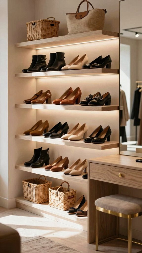 boutique open shoe wall