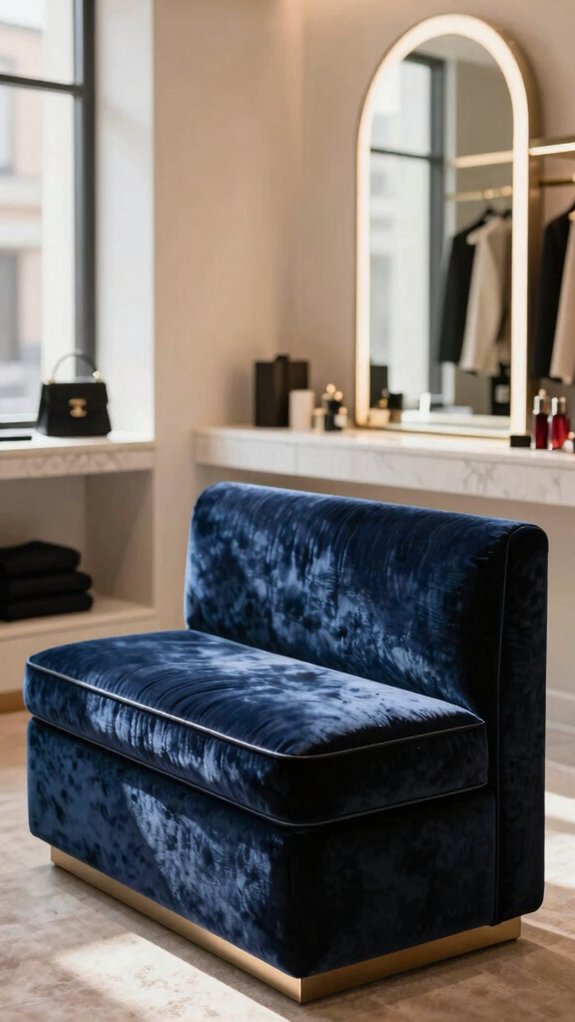 boutique velvet dressing bench