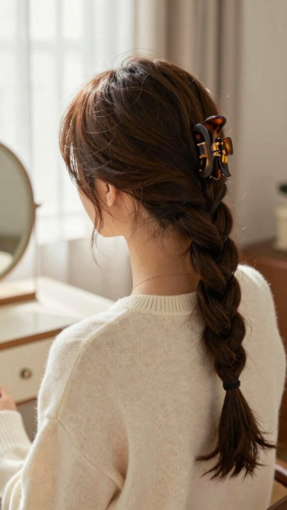 braided half up claw clip