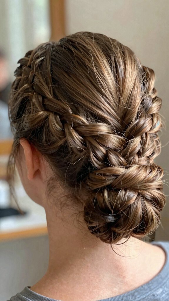 13 Quick Natural Hairstyles for Busy Mornings 9 braided low bun at nape