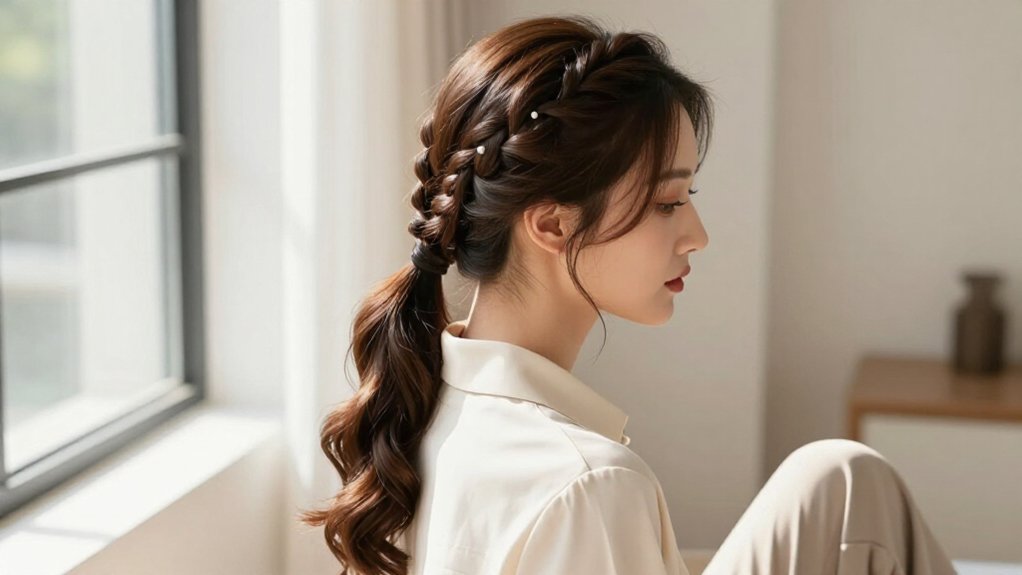 braided ponytail wedding styling