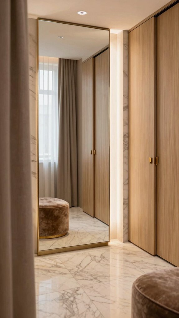 brass framed mirror wall