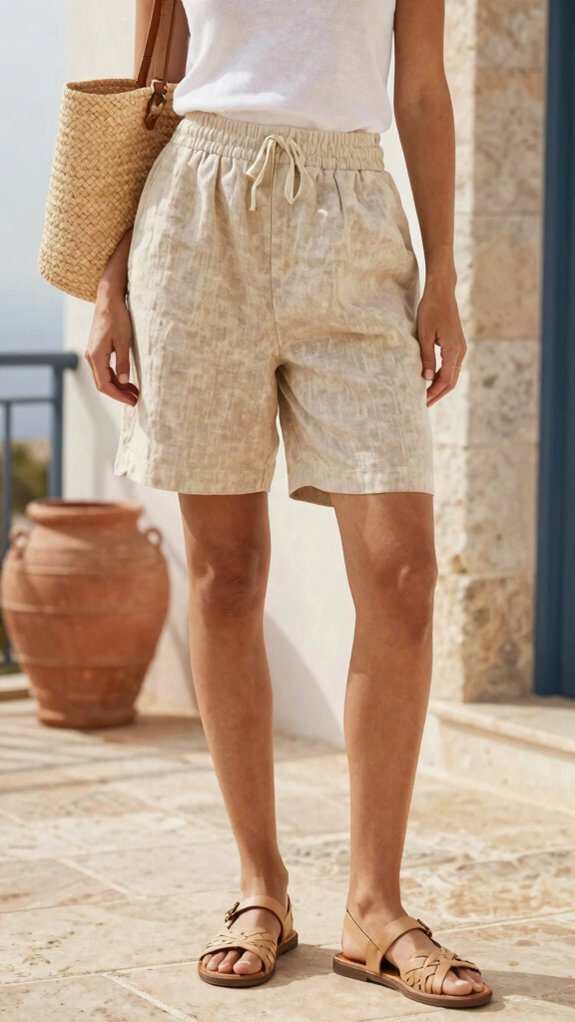 breathable linen shorts for summer