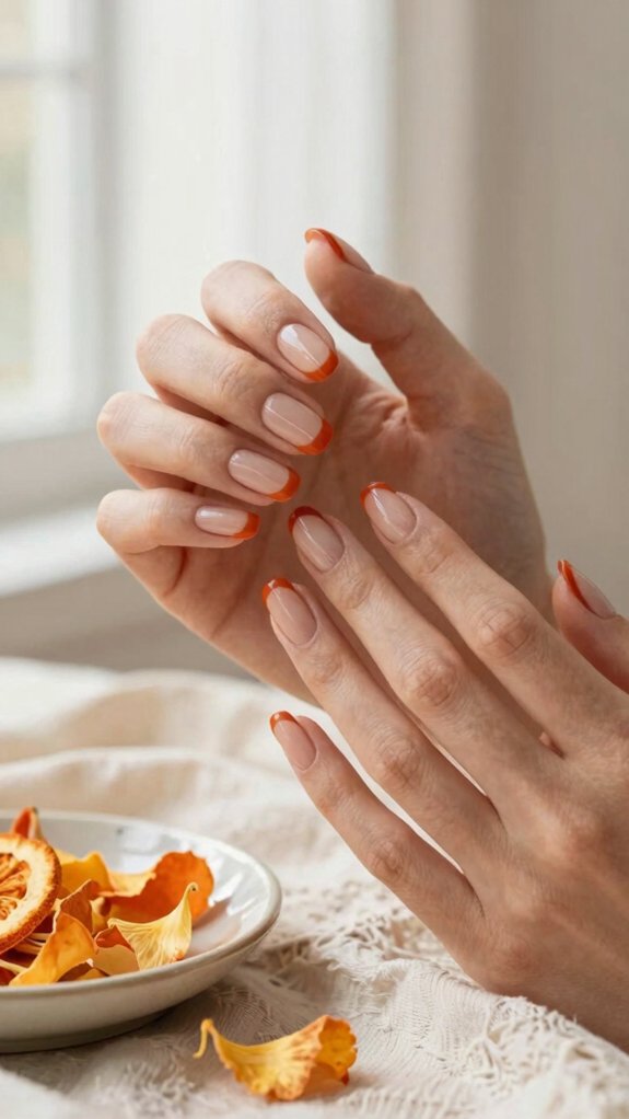 13 Orange Nail Designs That Feel Fresh Beyond Fall 2 burnt orange french tip nails