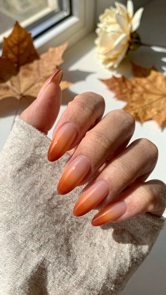 Summer Acrylic Nails That Transition Beautifully Into Fall 3 burnt orange ombre glow