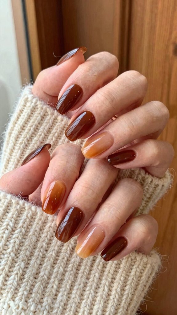 Brown Nail Designs That Are Trending for Fall 2026 9 caramel coffee aura ombr