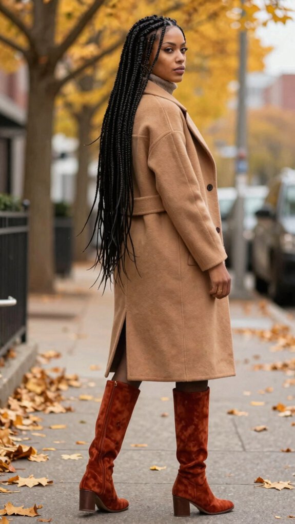 Box Braids Styles That Pair Beautifully With Fall Fashion 1 caramel honey knotless braids