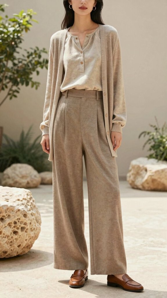 comfy wide leg neutral styling