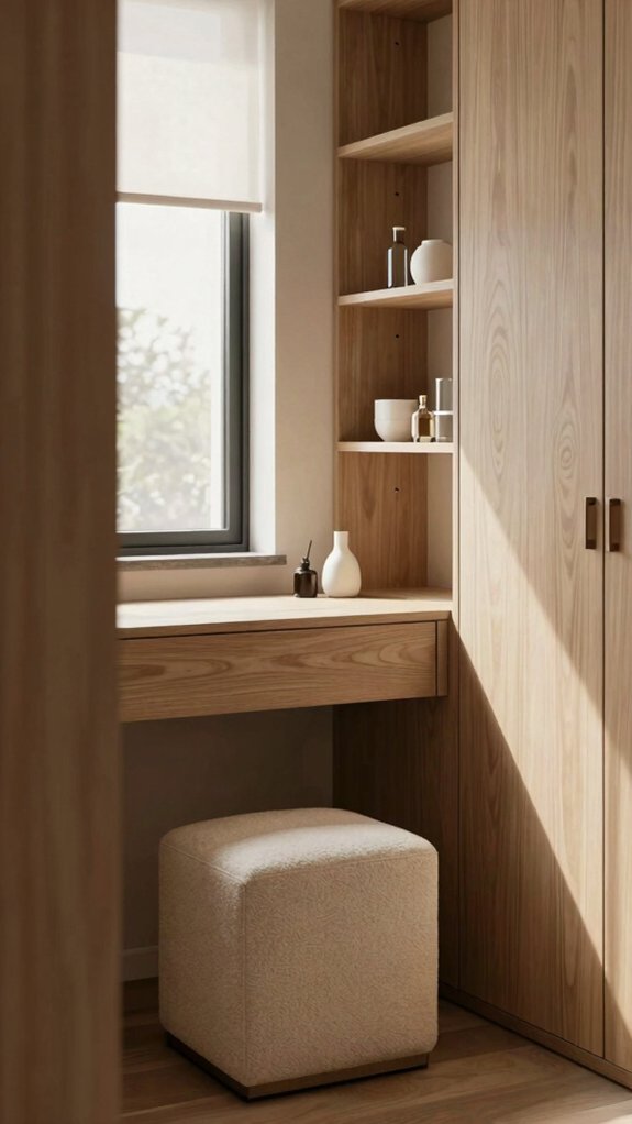 15 Modern Dressing Room Design Ideas for Every Home Size 12 compact mirror seating nook
