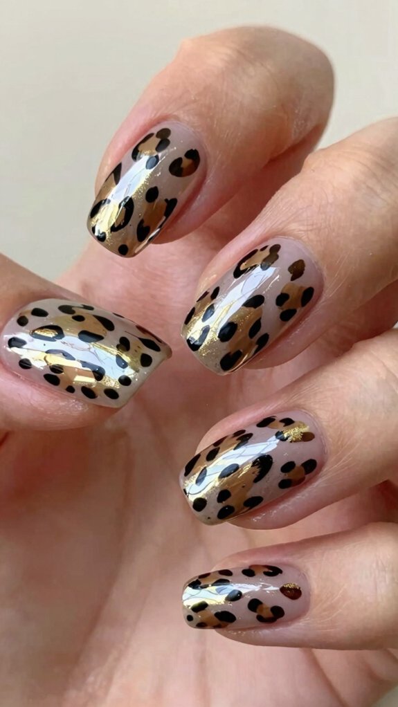 Animal Print Nail Designs That Feel Stylish Instead of Overdone 8 cool glossy chrome leopard tips