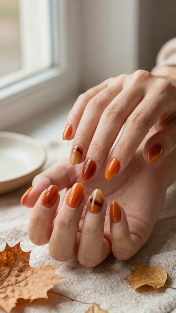 Orange Nail Designs That Add the Perfect Pop of Color 1 cozy burnt orange rust nails