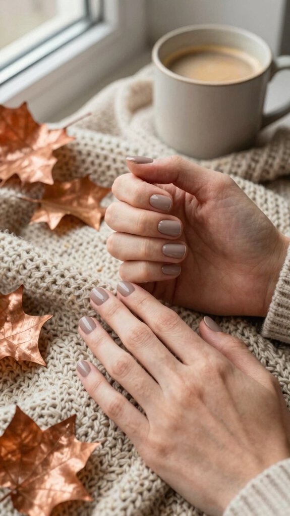 Neutral Nail Colors That Feel Perfect for Early Fall 3 cozy cappuccino taupe nails