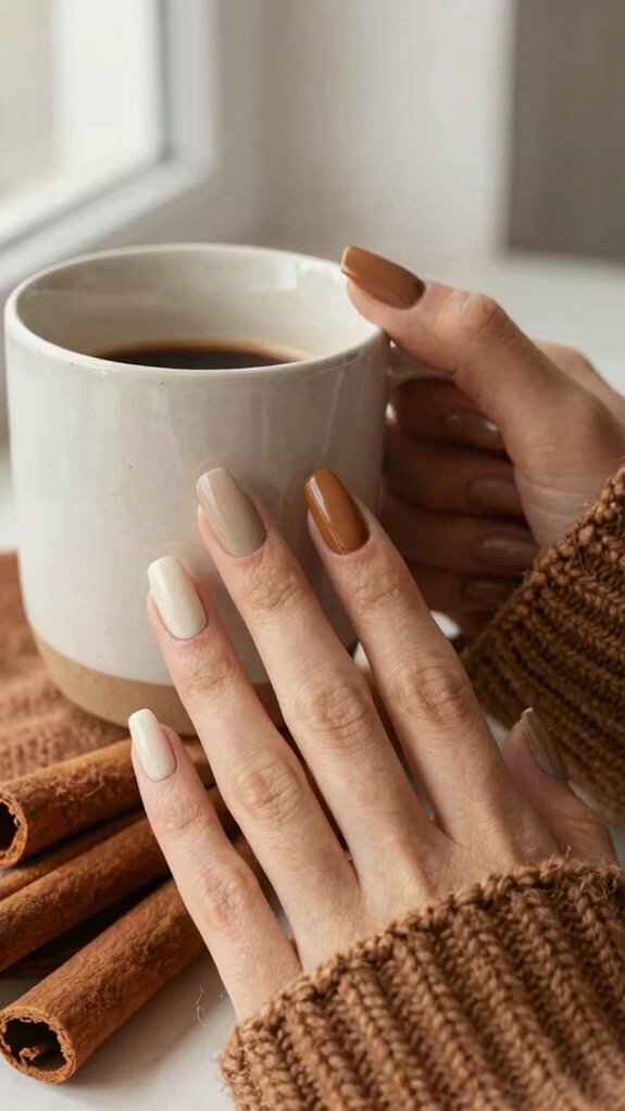 Neutral Nail Colors That Feel Perfect for Early Fall 1 cozy latte french tips