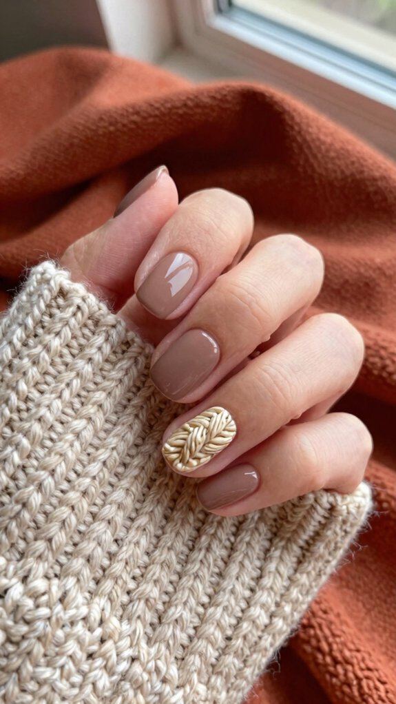 Short Fall Nail Designs That Feel Cozy, Chic, and Easy to Wear 8 cozy sweater texture nails