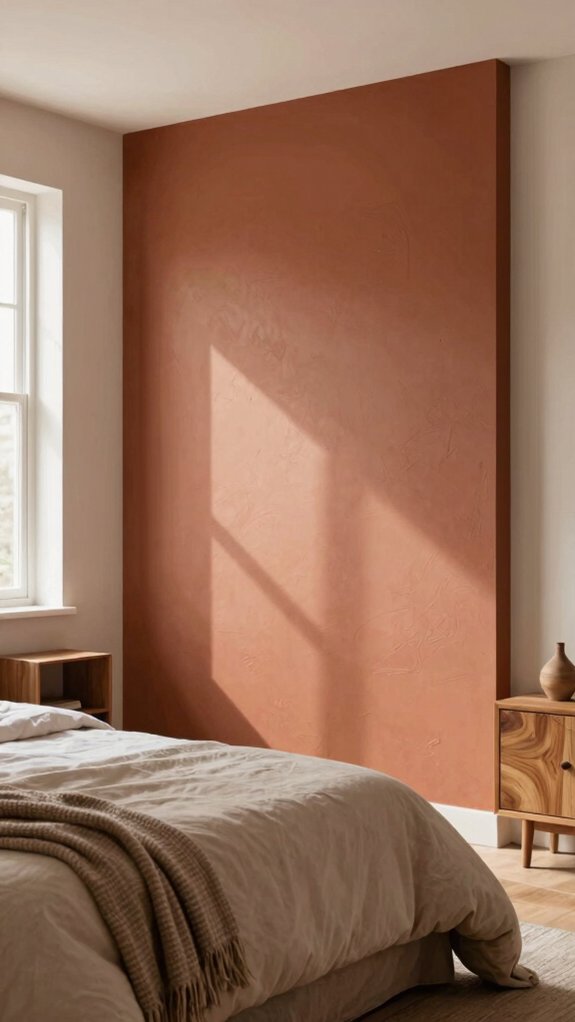 15 Modern Accent Wall Bedroom Ideas for a Cozy Retreat 1 cozy terracotta bedroom accent wall