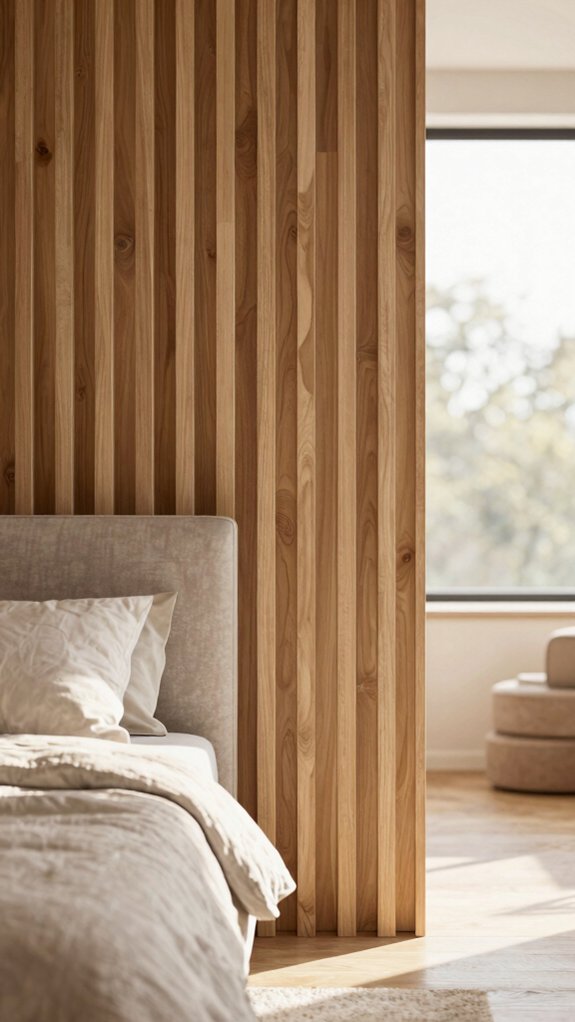 17 Accent Wall Bedroom Ideas to Instantly Elevate Your Space 1 cozy wooden slat bedroom wall