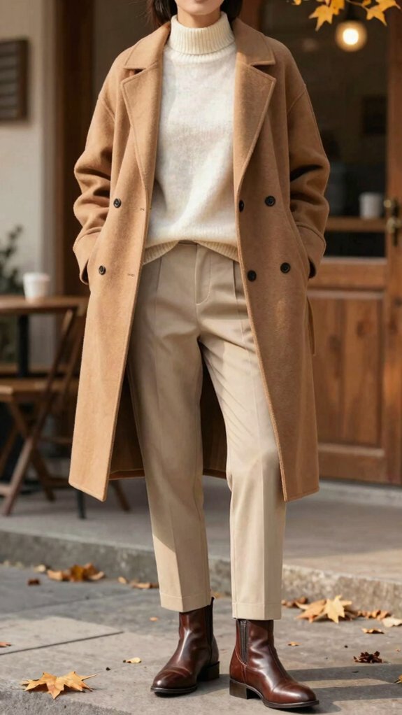 17 Fall Outfit Color Combinations You’ll See Everywhere This Season 12 cream knit caramel trousers