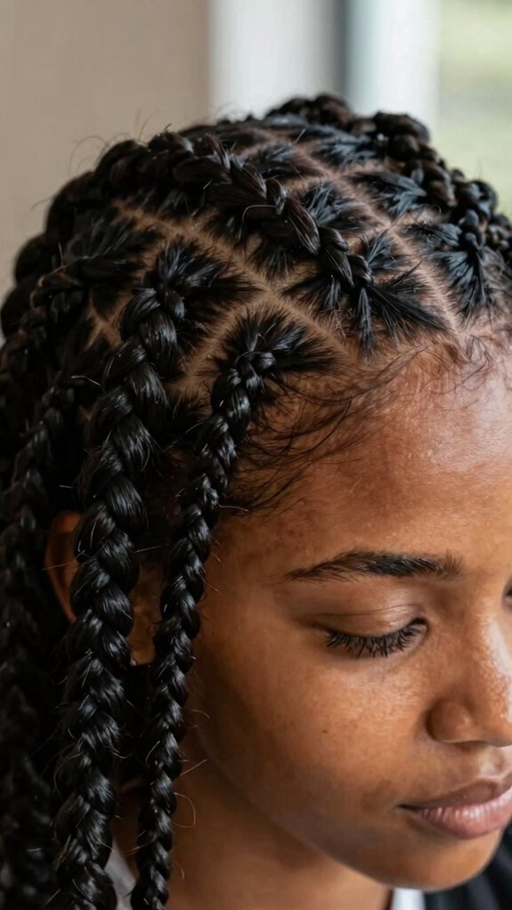 Braided Cornrow Hairstyles With Elegant Parting Designs 4 crisp diamond cornrow precision