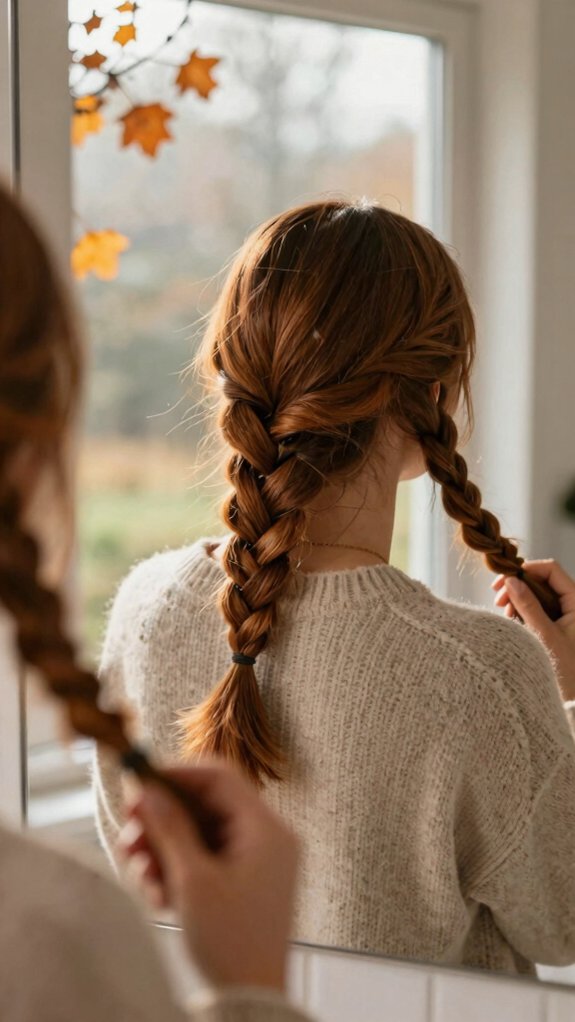 Quick Braided Hairstyles for Busy Fall Mornings 2 crisp middle part dutch braid