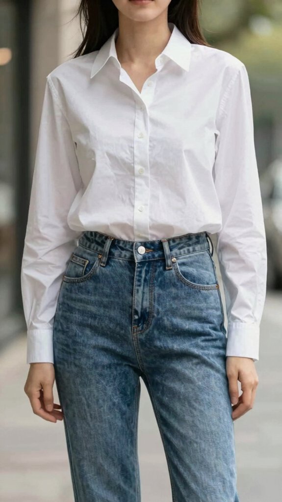 crisp white shirt straight jeans