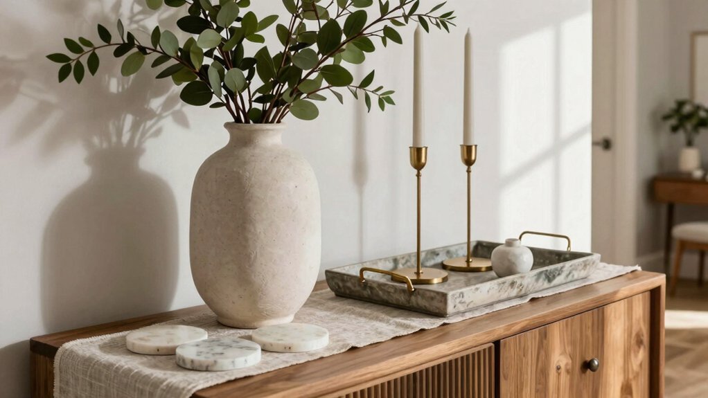 designer styled entryway table decor