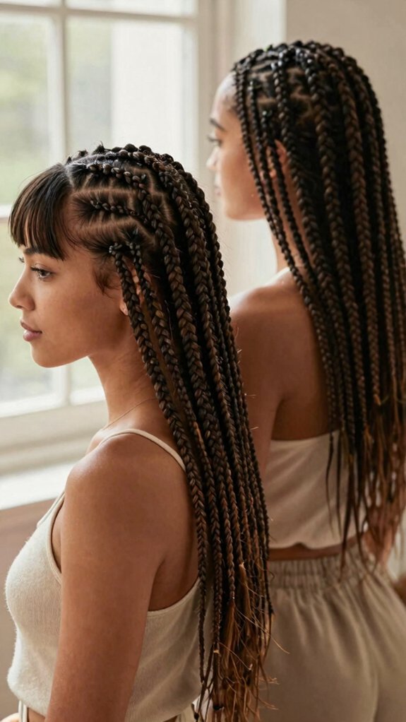 Box Braids Styles That Work for Every Hair Length 8 easy lightweight half up braids